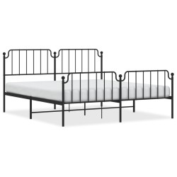vidaXL Estructura de cama cabecero y pie de cama metal negro 160x200cm