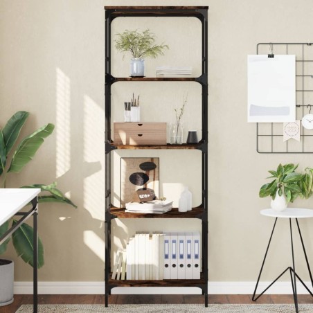 vidaXL Librería 5 estantes madera ingeniería roble ahumado 59x35x171cm