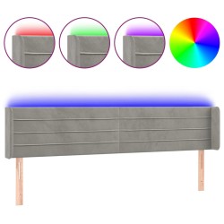 vidaXL Cabecero con LED de terciopelo gris claro 183x16x78/88 cm