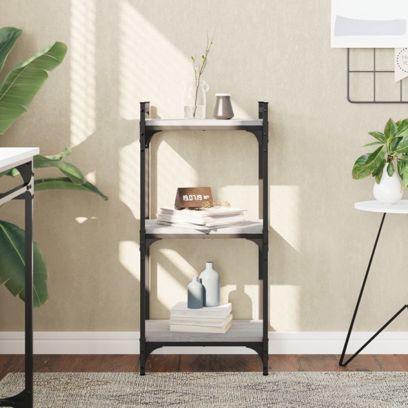 vidaXL Librería 3 estantes madera ingeniería gris Sonoma 40x30x86 cm vidaXL Librería 3 estantes madera ingeniería gris Sonoma 40x30x86 cm