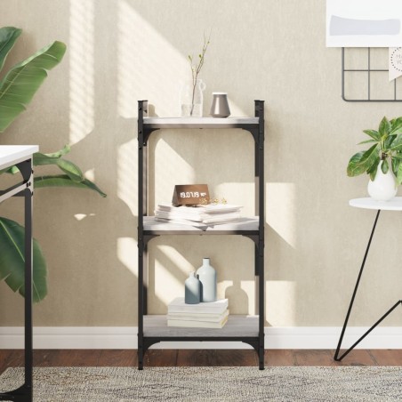 vidaXL Librería 3 estantes madera ingeniería gris Sonoma 40x30x86 cm