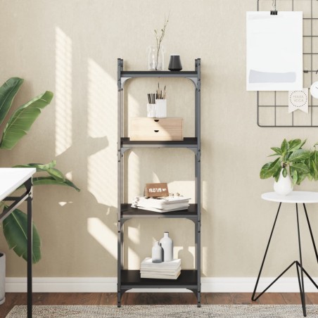 vidaXL Librería de 4 estantes madera de ingeniería negro 40x30x120 cm