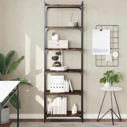 vidaXL Librería 6 estantes madera ingeniería roble ahumado 60x30x188cm