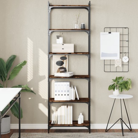 vidaXL Librería 6 estantes madera ingeniería roble ahumado 60x30x188cm