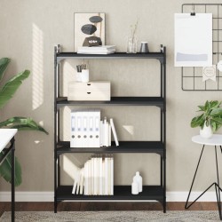 vidaXL Librería de 4 estantes madera de ingeniería negro 80x30x120 cm