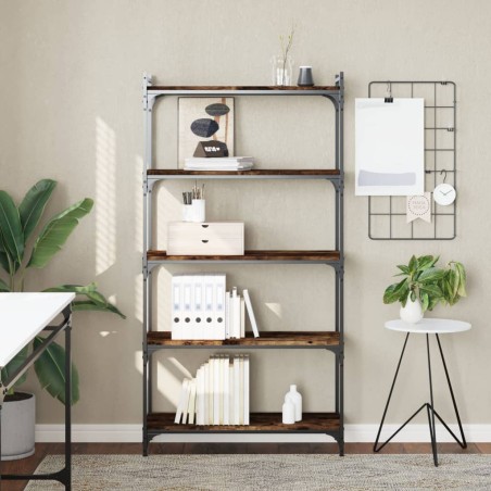 vidaXL Librería 5 estantes madera ingeniería roble ahumado 80x30x154cm