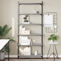 vidaXL Librería 6 estantes madera ingeniería gris Sonoma 80x30x188 cm