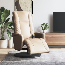 vidaXL Sillón reclinable masaje reposapiés cuero sintético capuchino