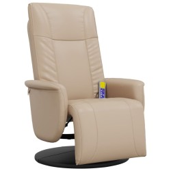 vidaXL Sillón reclinable masaje reposapiés cuero sintético capuchino