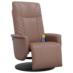 vidaXL Sillón reclinable masaje con reposapiés cuero sintético marrón