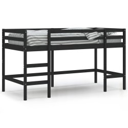 vidaXL Cama alta de niños escalera madera maciza pino negra 80x200 cm