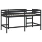 vidaXL Cama alta de niños escalera madera maciza pino negra 80x200 cm vidaXL Cama alta de niños escalera madera maciza pino negra 80x200 cm