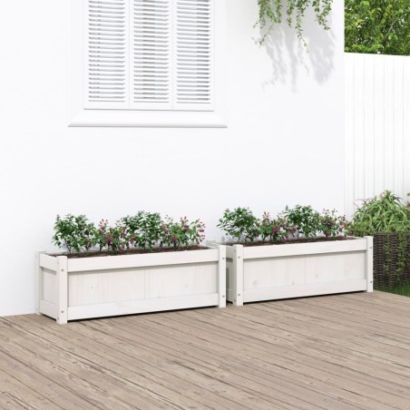 vidaXL Jardineras de exterior 2 unidades madera maciza de pino blanco