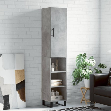 vidaXL Aparador de madera contrachapada gris hormigón 34,5x34x180 cm