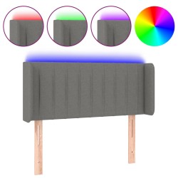 vidaXL Cabecero con luces LED de tela gris oscuro 93x16x78/88 cm