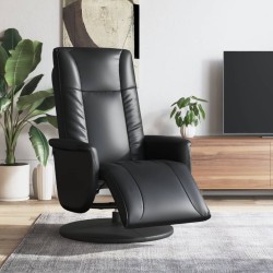 vidaXL Sillón reclinable con reposapiés cuero sintético negro