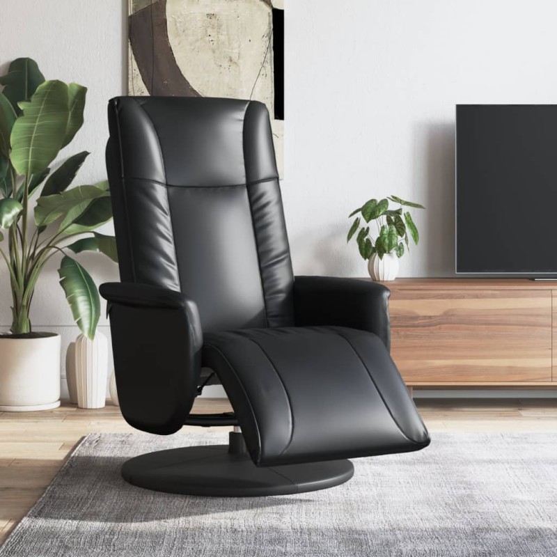 vidaXL Sillón reclinable con reposapiés cuero sintético negro vidaXL Sillón reclinable con reposapiés cuero sintético negro