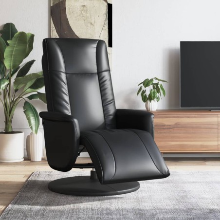 vidaXL Sillón reclinable con reposapiés cuero sintético negro