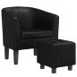 vidaXL Sillón con taburete cuero sintético negro