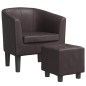 vidaXL Sillón con taburete cuero sintético marrón vidaXL Sillón con taburete cuero sintético marrón
