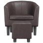 vidaXL Sillón con taburete cuero sintético marrón vidaXL Sillón con taburete cuero sintético marrón