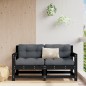 vidaXL Sofás de esquina de jardín 2 uds madera maciza de pino negro vidaXL Sofás de esquina de jardín 2 uds madera maciza de pino negro