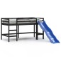 vidaXL Cama alta de niños con tobogán madera maciza negra 90x190 cm vidaXL Cama alta de niños con tobogán madera maciza negra 90x190 cm
