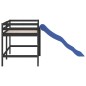 vidaXL Cama alta de niños con tobogán madera maciza negra 90x190 cm vidaXL Cama alta de niños con tobogán madera maciza negra 90x190 cm