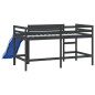 vidaXL Cama alta de niños con tobogán madera maciza negra 90x190 cm vidaXL Cama alta de niños con tobogán madera maciza negra 90x190 cm