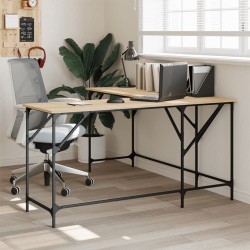 vidaXL Escritorio madera de ingeniería roble Sonoma 149x149x75 cm