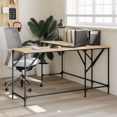 vidaXL Escritorio madera de ingeniería roble Sonoma 149x149x75 cm