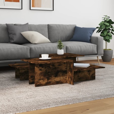 vidaXL Mesas de centro 2 uds madera contrachapada roble ahumado