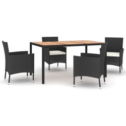 vidaXL Set de muebles jardín 5 pzas con cojines ratán sintético negro
