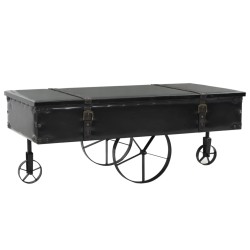 vidaXL Mesa de centro con ruedas madera ingeniería negro 110x52x43 cm 