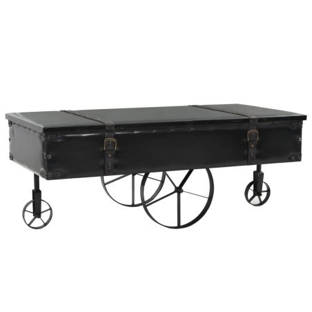 vidaXL Mesa de centro con ruedas madera ingeniería negro 110x52x43 cm 