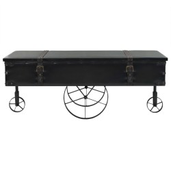 vidaXL Mesa de centro con ruedas madera ingeniería negro 110x52x43 cm 