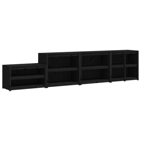 vidaXL Muebles de cocina de exterior 4 pzas madera maciza pino negro