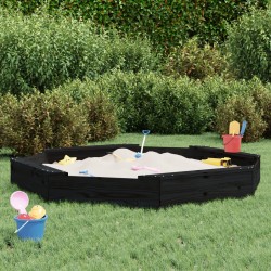 vidaXL Arenero con asientos octógono madera maciza de pino negro