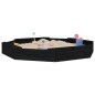 vidaXL Arenero con asientos octógono madera maciza de pino negro vidaXL Arenero con asientos octógono madera maciza de pino negro