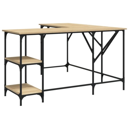 vidaXL Escritorio madera de ingeniería roble Sonoma 139x139x75 cm