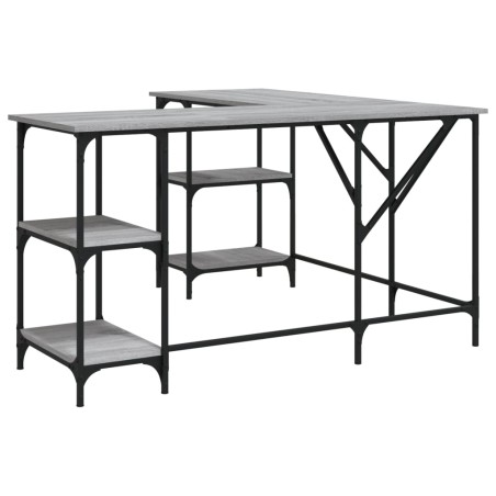 vidaXL Escritorio madera de ingeniería gris Sonoma 139x139x75 cm