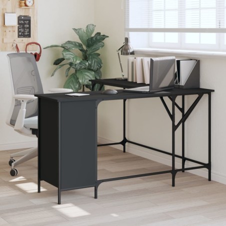 vidaXL Escritorio madera de ingeniería negro 141x141x75 cm