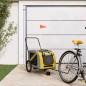 vidaXL Remolque de bicicleta mascotas hierro tela Oxford amarillo gris