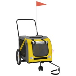 vidaXL Remolque de bicicleta mascotas hierro tela Oxford amarillo gris