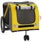 vidaXL Remolque de bicicleta mascotas hierro tela Oxford amarillo gris