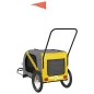vidaXL Remolque de bicicleta mascotas hierro tela Oxford amarillo gris
