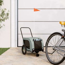 vidaXL Remolque de bicicleta mascotas hierro tela Oxford gris negro
