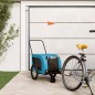 vidaXL Remolque de bicicleta mascotas hierro tela Oxford azul negro