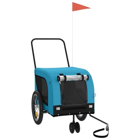 vidaXL Remolque de bicicleta mascotas hierro tela Oxford azul negro