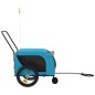 vidaXL Remolque de bicicleta mascotas hierro tela Oxford azul negro